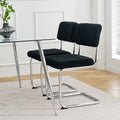 Modern Simple Light Luxury Dining Chair Black Chair Family Bedroom Stool Back Dressing Chair Student Chair Metal Legs Silver Bow Chair Set Of 2 Metal Black Teddy