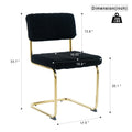 Modern Simple Light Luxury Dining Black Chair Home Bedroom Stool Back Dressing Chair Student Desk Chair Gold Metal Legs Set Of 4 Metal Black Teddy