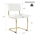 Modern Simple Light Luxury Dining White Chair Home Bedroom Stool Back Dressing Chair Student Desk Chair Gold Metal Legs Set Of 4 Metal White Teddy
