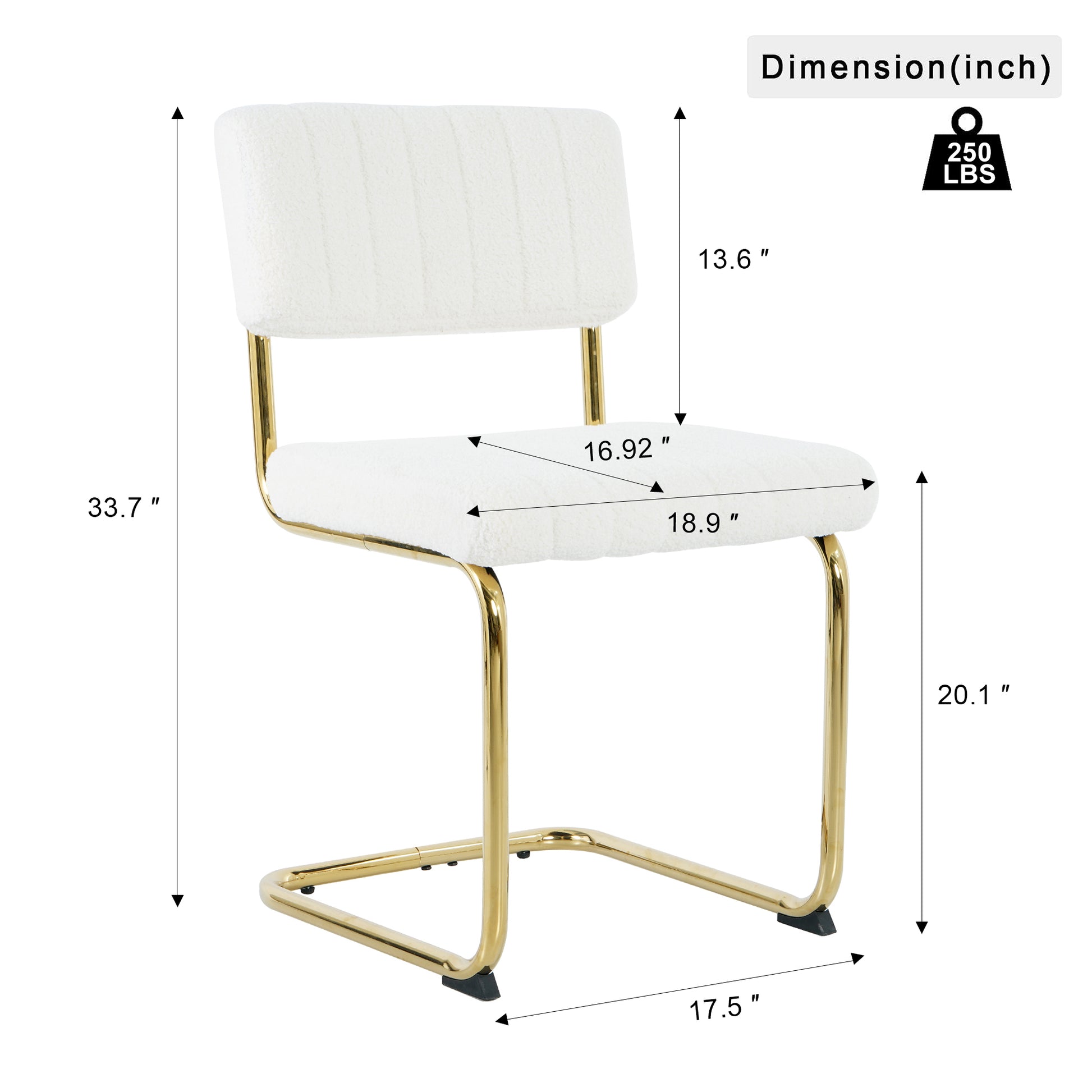 Modern Simple Light Luxury Dining White Chair Home Bedroom Stool Back Dressing Chair Student Desk Chair Gold Metal Legs Set Of 4 Metal White Teddy