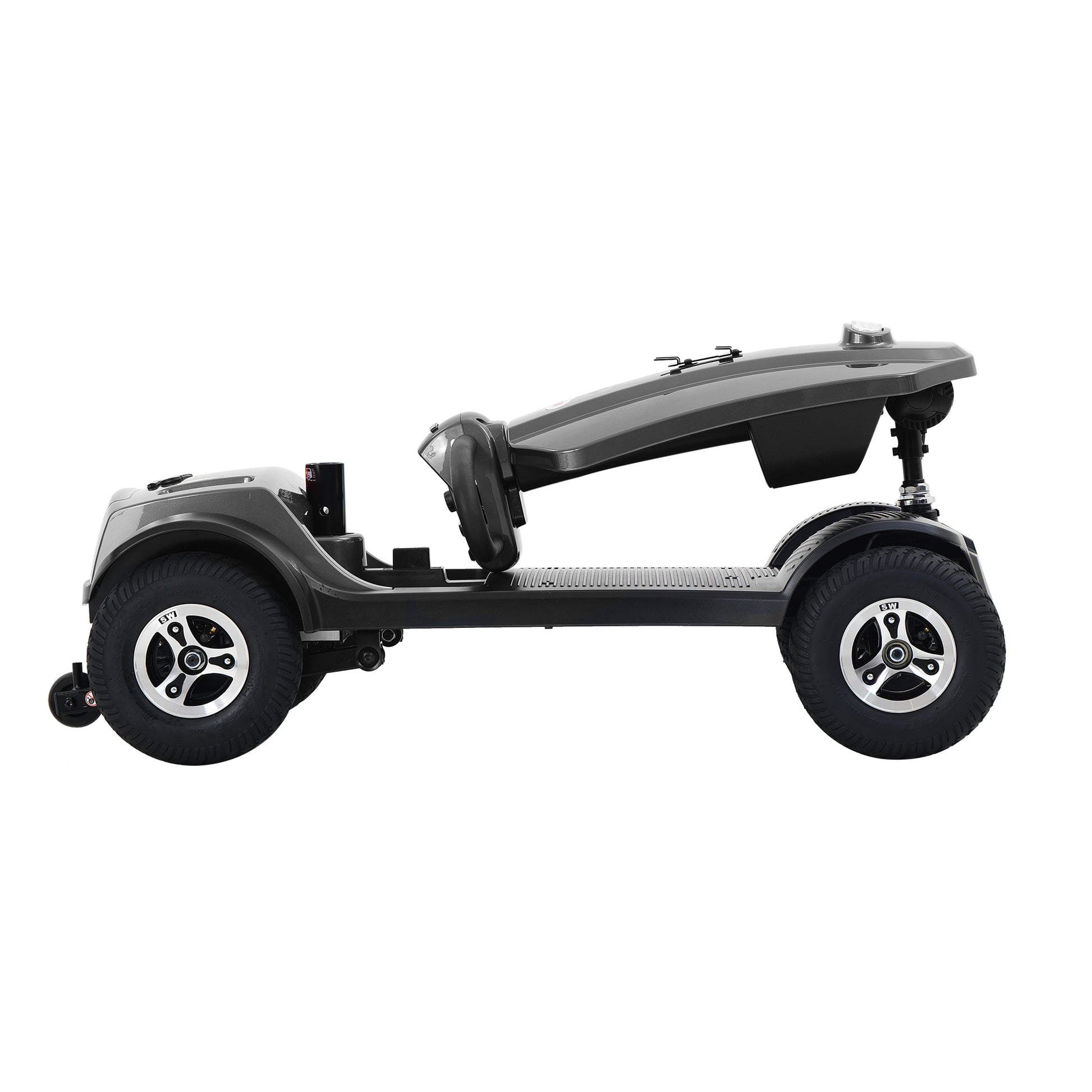 Max Plus Gray 4 Wheels Outdoor Compact Mobility Scooter With 2Pcs*20Ah Lead Acid Battery, 16 Miles, Cup Holders & Usb Charger Port Gray Metal