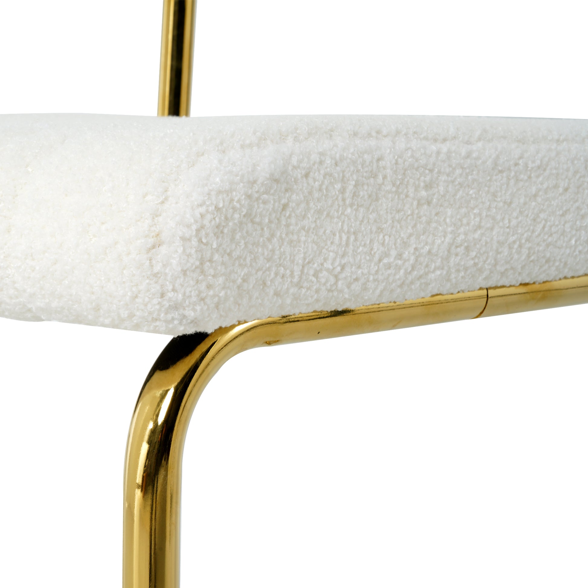 Modern Simple Light Luxury Dining White Chair Home Bedroom Stool Back Dressing Chair Student Desk Chair Gold Metal Legs Set Of 2 Metal White Teddy