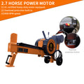 Garlugh Log Splitter 9 Ton Household Electric Powered 2.7Hp Horizontal Movable Fast Automatic Return Firewood Splitting Machine For Toughest Wood. Orange Multi Abs Rubber Steel Q235
