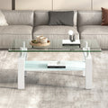 Tempered Clear Glass Coffee Table, 2 Layers Coffee Table Living Room Center Table Transparent Glass