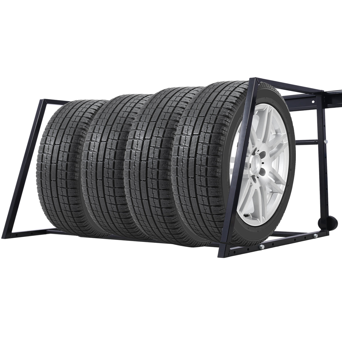 Dually Tire Rack Heavy Duty Adjustable Garage Wall Multi Tire Rack Storage, Black Black
