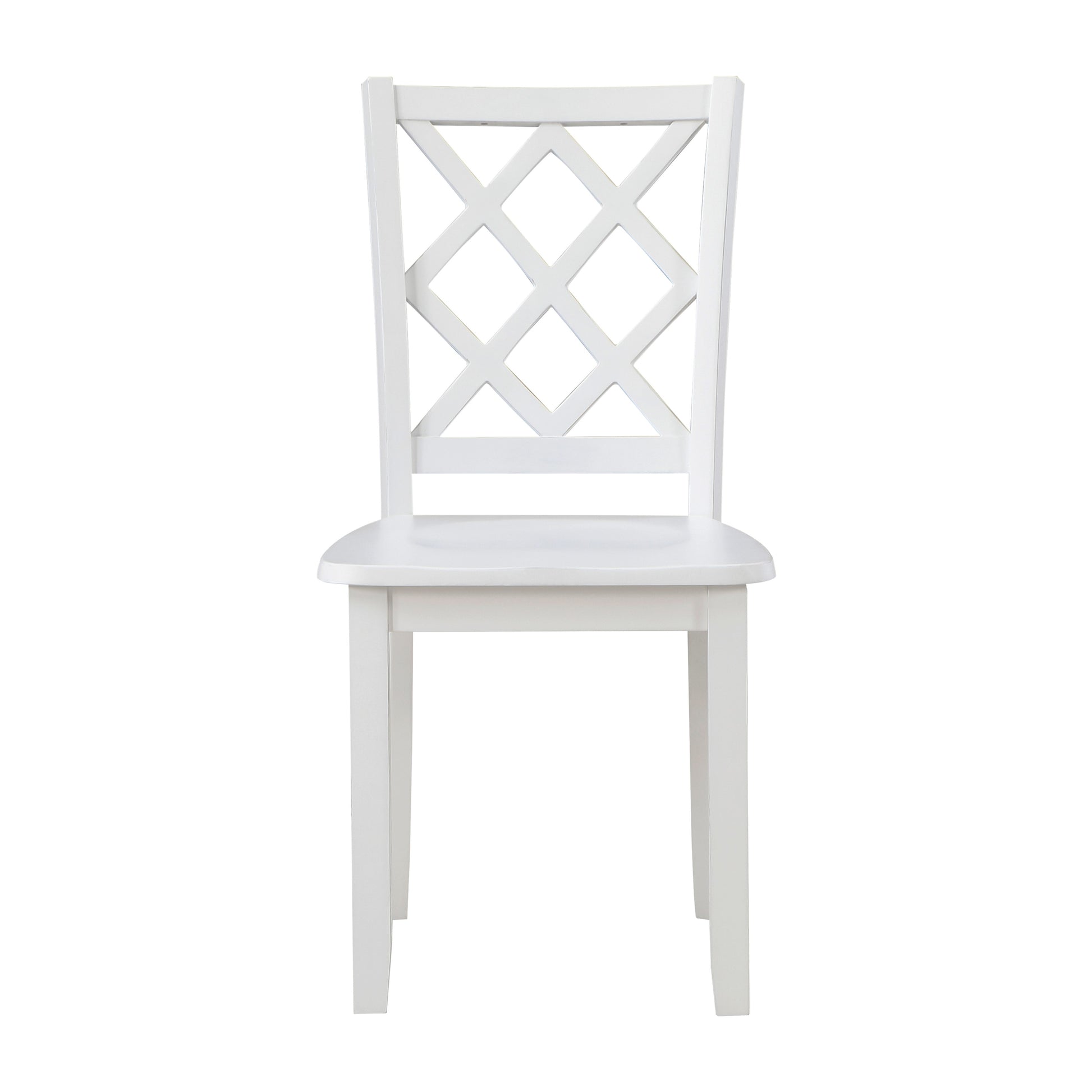 Classic Transitional 5Pc Dining Set White Finish Dining Table And Four Side Chairs Set Lattice Back Wooden Dining Furniture Set Wood Wood White Seats 4 Wood Dining Room 48 Inches Casual,Classic,Transitional 4 Leg Rectangular Dining Table With Chair Wood