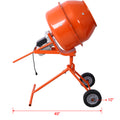 370W Portable Electric Concrete Mixer Cement Mixing Barrow Machine Mixing Mortar Handle With Wheel 4.6 Cu Ft. Orange Steel