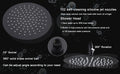 Rain Shower Head High Flow Round Rainfall Showerhead Waterfall Full Body Coverage Universal Ceiling Or Wall Mount 16 Inch Black Matte Black Stainless Steel