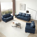 Living Room Sofa With Storage Sofa 1 2 3 Sectional Navy Blue Faux Leather Navy Blue Foam Pu Leather