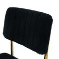 Modern Simple Light Luxury Dining Black Chair Home Bedroom Stool Back Dressing Chair Student Desk Chair Gold Metal Legs Set Of 4 Metal Black Teddy