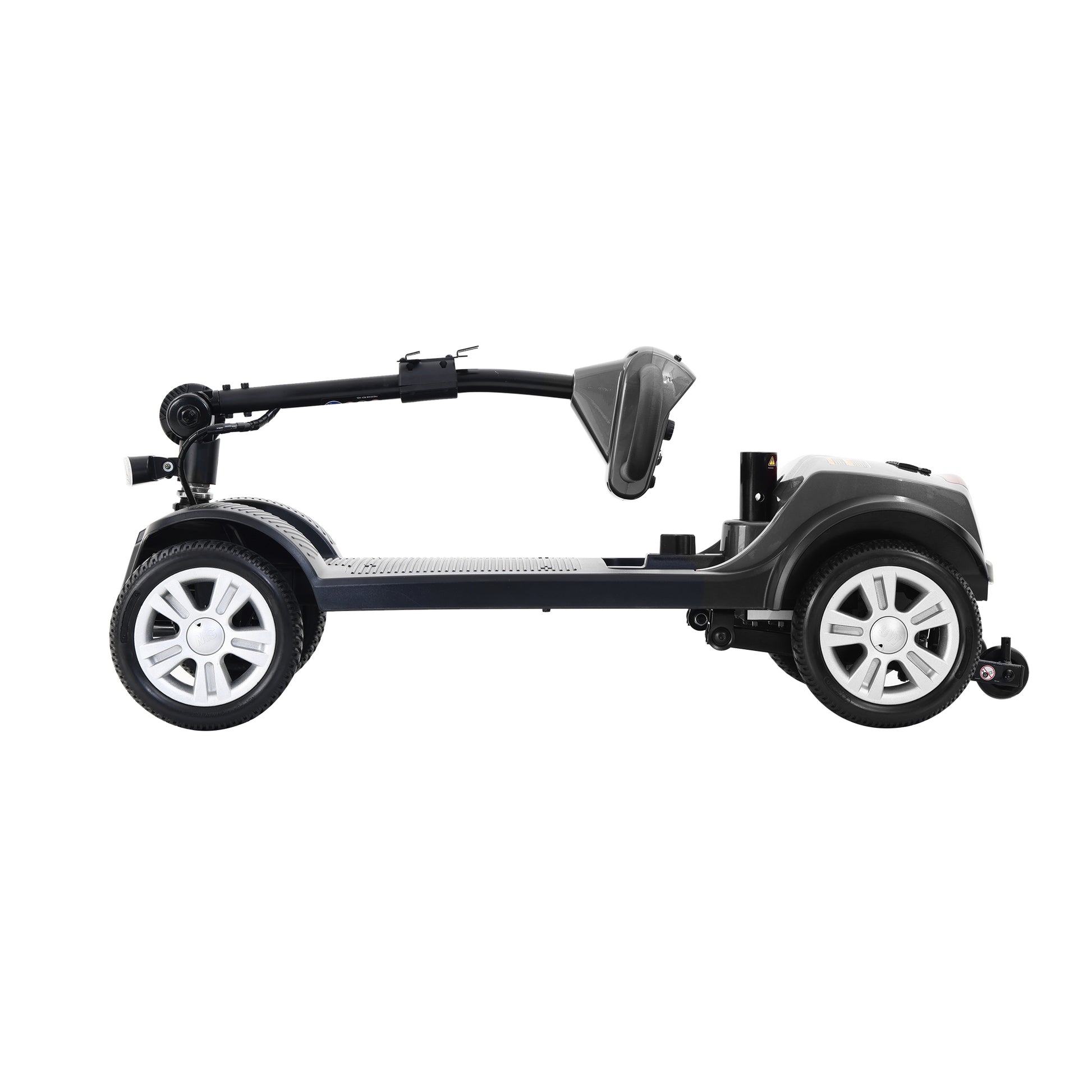 Max Sport Gray 4 Wheels Outdoor Compact Mobility Scooter With 2 In 1 Cup & Phone Holder Gray Metal