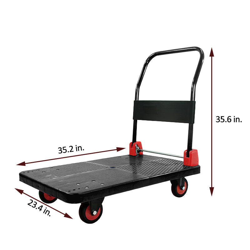 880 lbs. Capacity Platform Cart Heavy Duty Dolly black-metal