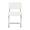 Modern Simple Light Luxury Dining Chair White Chair Home Bedroom Stool Back Dressing Chair Student Chair Metal Leg Silver Bow Chairs Set Of 2 Metal White Teddy