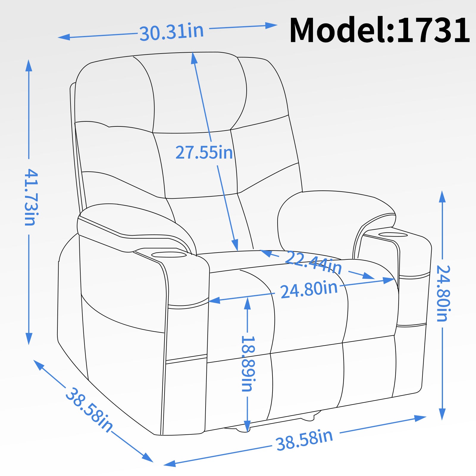 Up To 350 Lbs Power Lift Recliner Chair, Heavy Duty Motion Mechanism With 8 Point Vibration Massage And Lumbar Heating, Cup Holders, Usb And Type C Ports, Removable Cushions, Blue White Metal Primary Living Space Heavy Duty Pine Blue Gray Microfiber