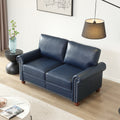 Living Room Sofa With Storage Sofa 2 3 Sectional Navy Blue Faux Leather Navy Blue Foam Pu Leather