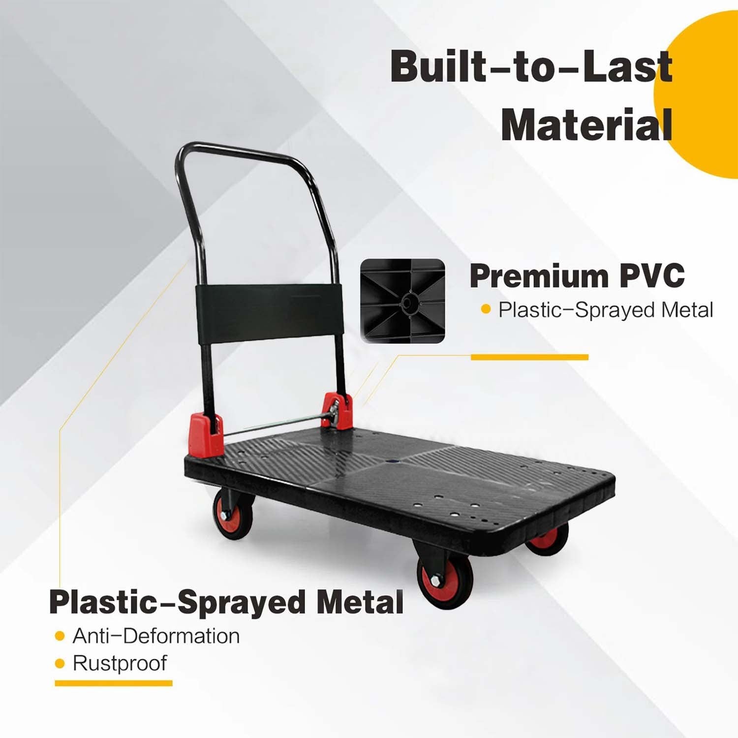 1100 lbs. Capacity Platform Cart Heavy Duty Dolly black-metal