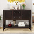 Cambridge Series Large Storage Vintage Console Table With Four Small Drawers And Bottom Shelf For Living Rooms, Entrances And Kitchens Espresso, Old Sku: Wf190263Aap Espresso Solid Wood Mdf