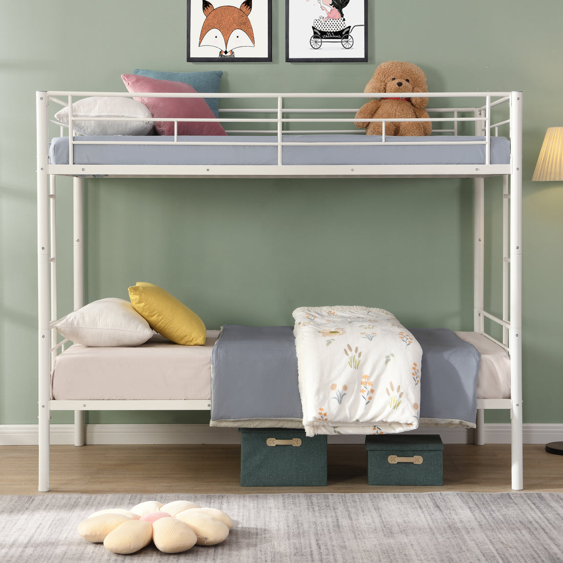 Metal Bunk Bed White White Metal