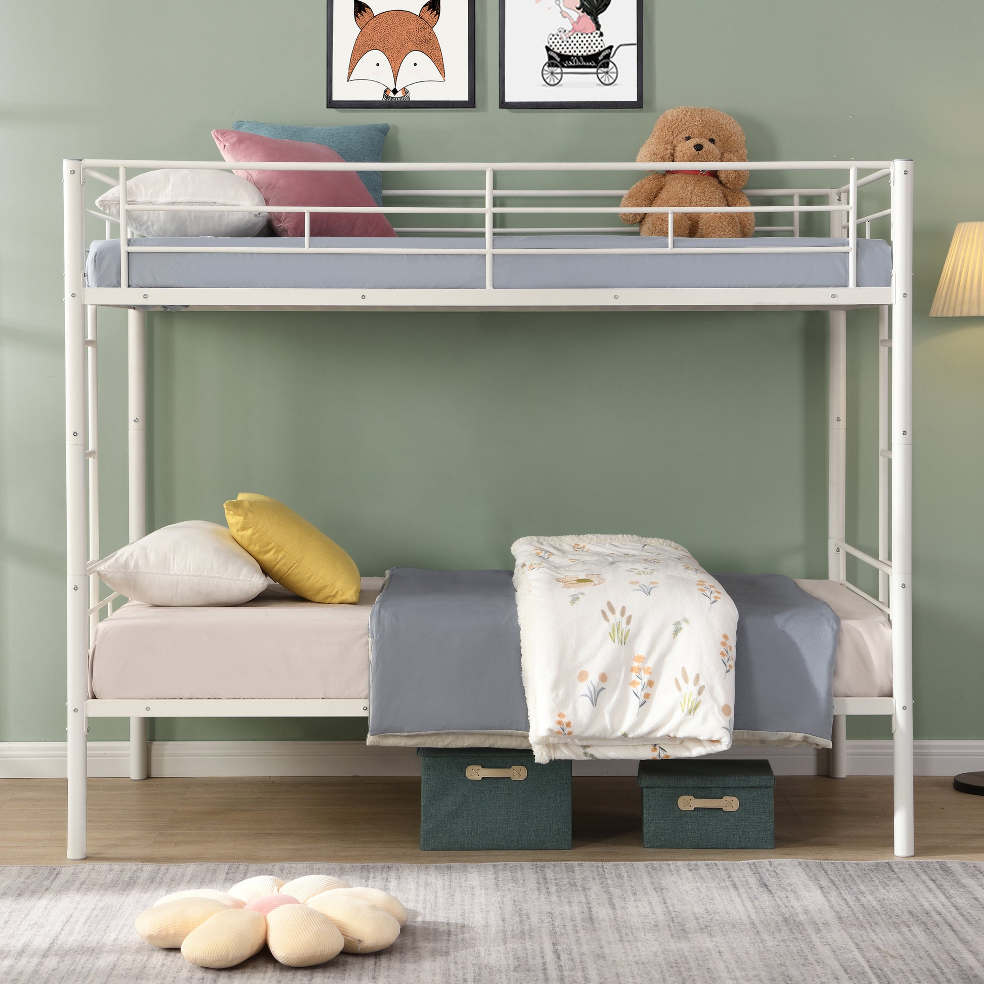 Metal Bunk Bed White White Metal