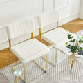 Modern Simple Light Luxury Dining White Chair Home Bedroom Stool Back Dressing Chair Student Desk Chair Gold Metal Legs Set Of 2 Metal White Teddy