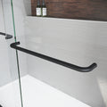 Sliding Glass Tub Door 56 60 In. W X 62 In. H, Matte Black Semi Frameless Double Bathtub Door, Certified Thick Clear Clear Tempered Glass, 304 Stainless Steel Handles. Matt Black Aluminum