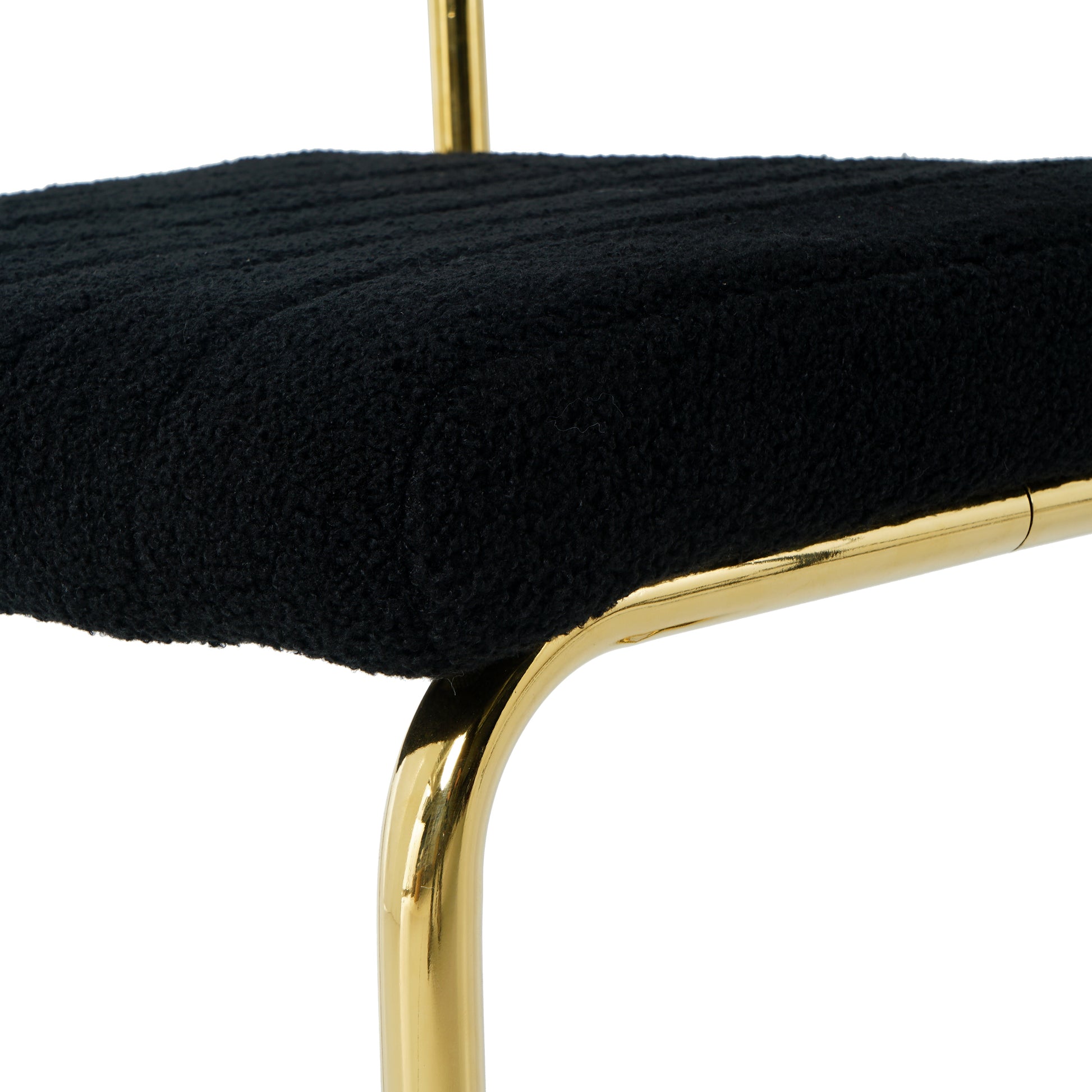 Modern Simple Light Luxury Dining Black Chair Home Bedroom Stool Back Dressing Chair Student Desk Chair Gold Metal Legs Set Of 4 Metal Black Teddy