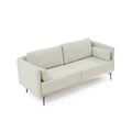 Modern Sofa 3 Seat Couch With Stainless Steel Trim And Metal Legs For Living Room, Linen Beige Beige Foam