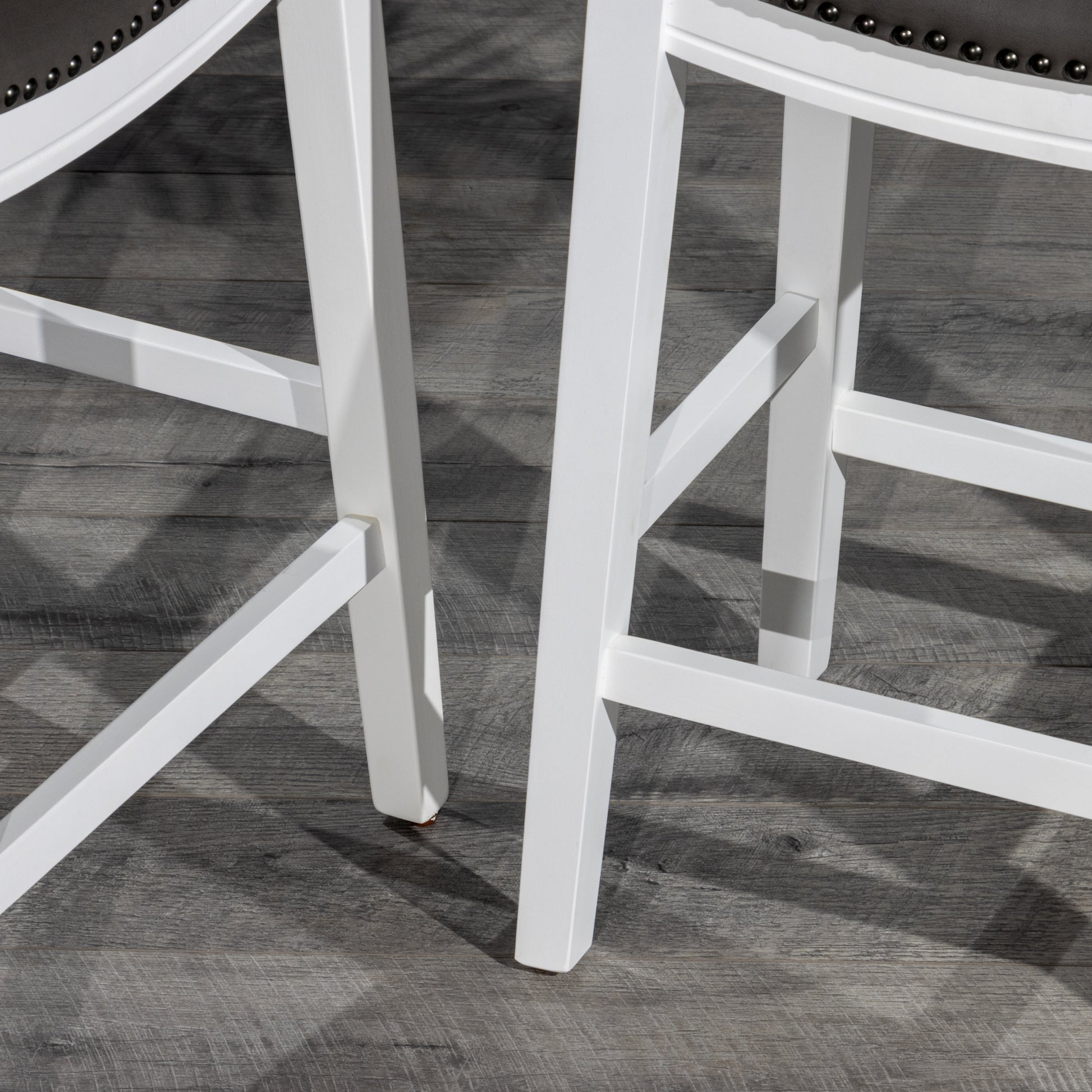 Saddle Stool, 29" Barstool, White Dark Gray Pu, Set Of 2 White Wood