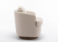 035 Linen Fabric Swivel Accent Chair With Soild Wood Round Brown Base Leg,Beige Beige Brown Primary Living Space Modern Eucalyptus Foam Linen