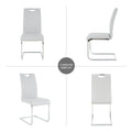 Modern Simple Rectangular Glass Dining Table, Solid Tempered Glass Tabletop, Electroplated Table Legs, Gray Pu Dining Chair Set, Suitable For Restaurant Kitchen Use Set Of 7 Upholstered Chair Glass Gray Pu Seats 6 Metal Rectangular Dining Table With