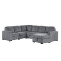 U Shaped Corduroy Combination Corner Sofa With Storage Lounge Chair, 6 Seater Oversized Sofa, With Usb Interfaces,Suitable For Living Room, Office, And Spacious Space Gray Polyester 6 Seat