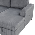 U Shaped Corduroy Combination Corner Sofa With Storage Lounge Chair, 6 Seater Oversized Sofa, With Usb Interfaces,Suitable For Living Room, Office, And Spacious Space Gray Polyester 6 Seat