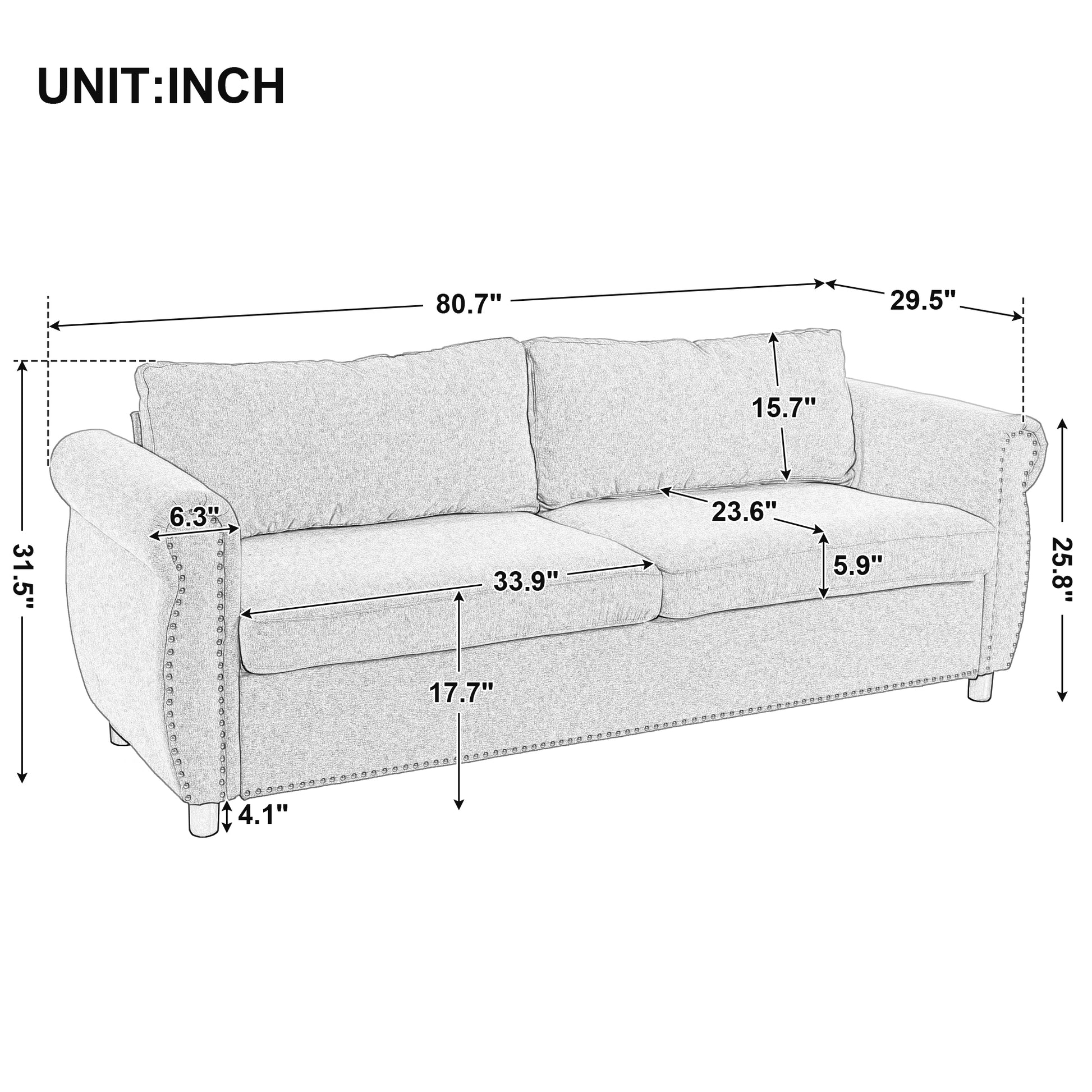 80.7'' 2 In 1 Sofa Bed Sleeper With Large Mattress 63''*70.9*3.3 Inch , For Living Room Spaces Bedroom Beige Polyester