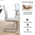 Modern Simple Rectangular Glass Dining Table, Solid Tempered Glass Tabletop, Electroplated Table Legs, Gray Pu Dining Chair Set, Suitable For Restaurant Kitchen Use Set Of 7 Upholstered Chair Glass Gray Pu Seats 6 Metal Rectangular Dining Table With