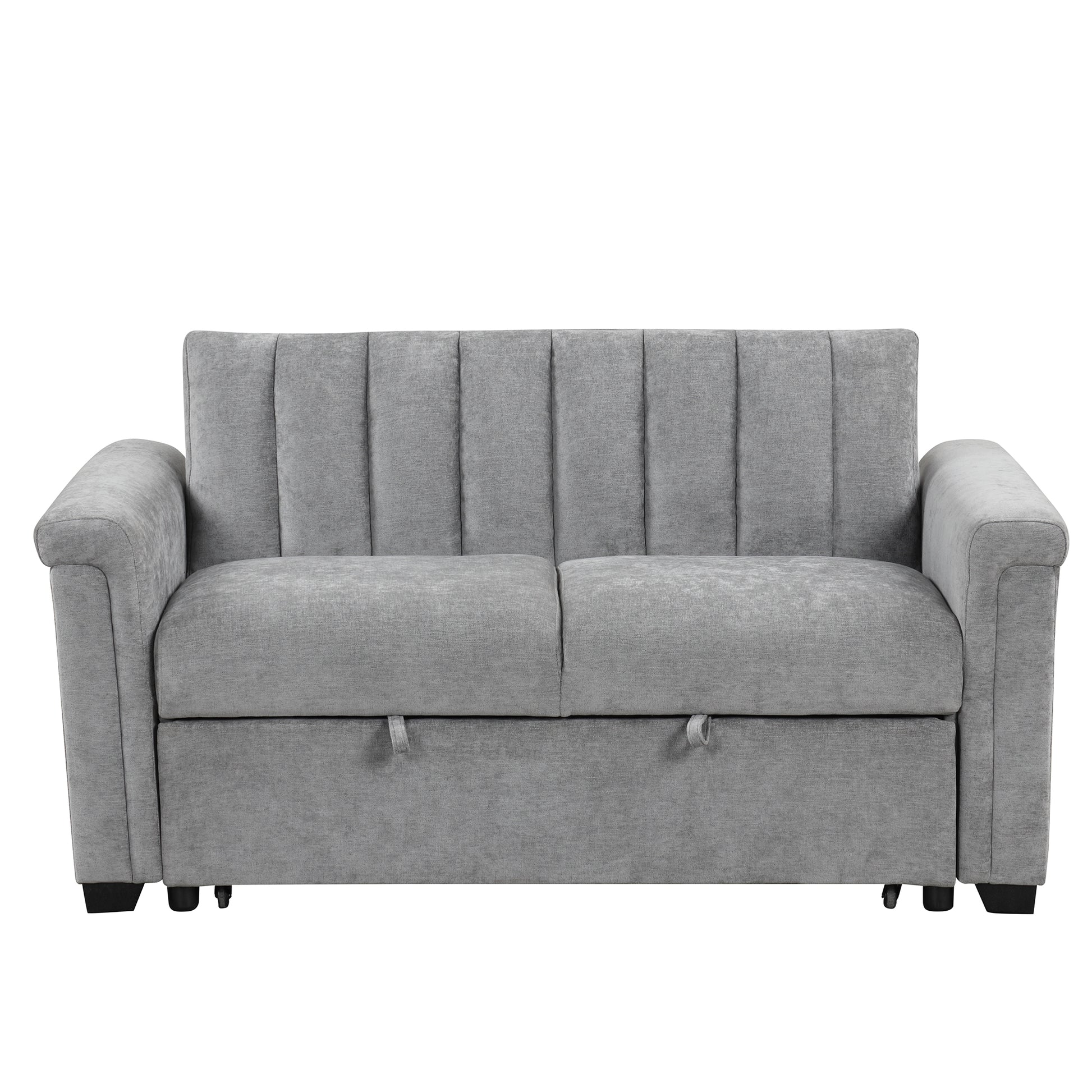 Convertible Soft Cushion Sofa Pull Bed ,For Two People To Sit On Gray Polyester