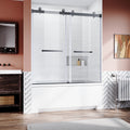 Frameless Sliding Bathtub Door 56 60 In.W X 62 In.H,Bypass Tub Glass Sliding Shower Doors,3 8