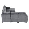 U Shaped Corduroy Combination Corner Sofa With Storage Lounge Chair, 6 Seater Oversized Sofa, With Usb Interfaces,Suitable For Living Room, Office, And Spacious Space Gray Polyester 6 Seat