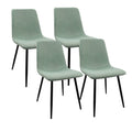 Dining Chairs Set Of 4,Modern Kitchen Dining Room Chairs,Upholstered Dining Accent Chairs In Linen Cushion Seat And Sturdy Black Metal Legs Light Green Light Green Kitchen Dining Chairs Foam Linen