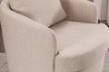 035 Linen Fabric Swivel Accent Chair With Soild Wood Round Brown Base Leg,Beige Beige Brown Primary Living Space Modern Eucalyptus Foam Linen
