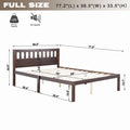 Full Bed Frame, Wood Platform Bed With Headboard, Bed Frame With Wood Slat Support For Kids, Easy Assembly,No Box Spring Needed, Dark Walnut Box Spring Not Required Full Walnut Wood Solid Wood