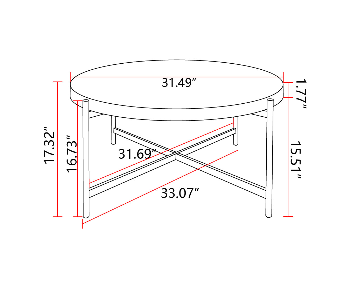 Modern Thread Design Round Coffee Tablemdf Table Top With Cross Legs Metal Base Set Of 2 Pcs Natural Mdf Steel