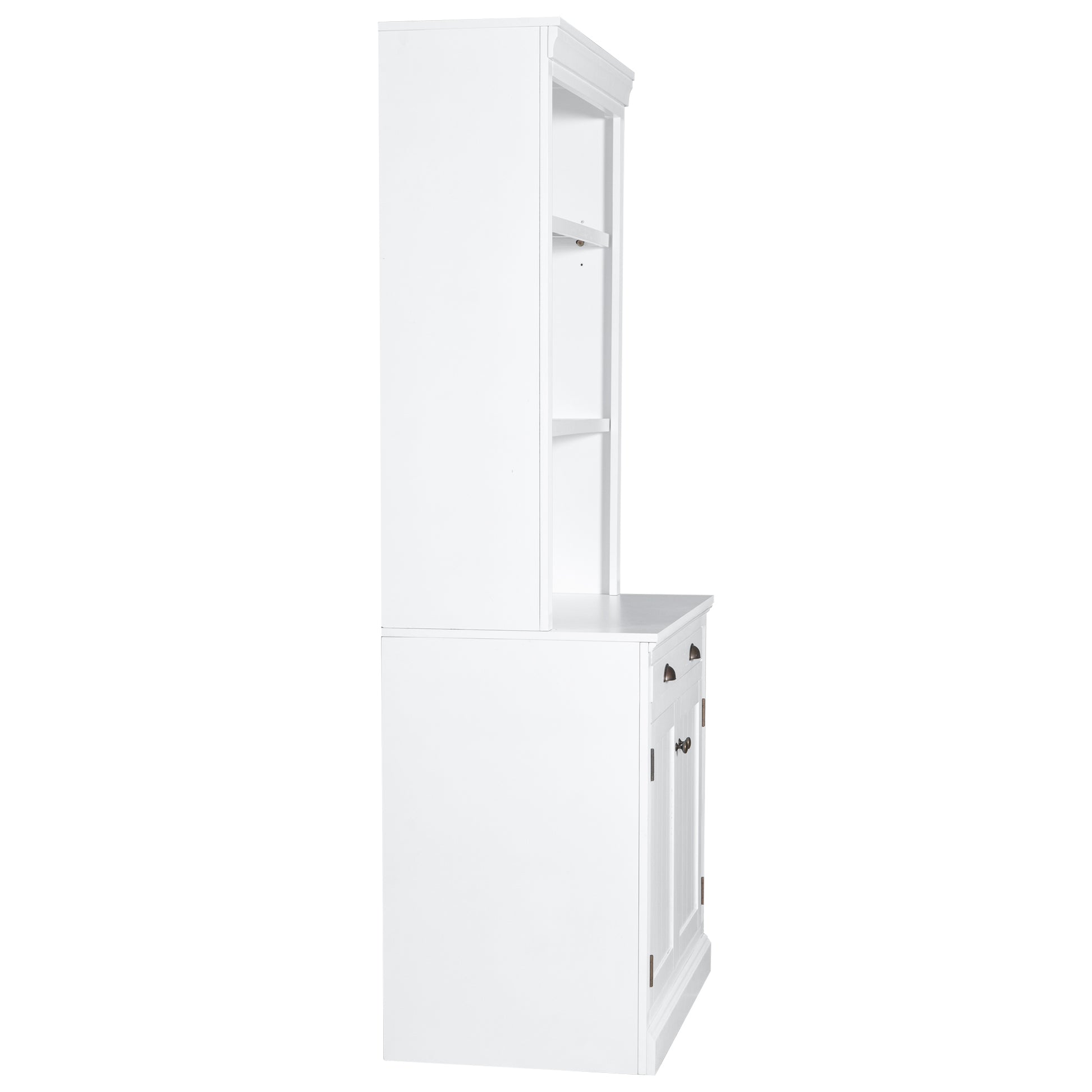 83.4"Tall Bookshelf Suite, Modern Bookcase Suite With Led Lighting,Doors And Drawers,2 Piece Set Storage Bookcase With Open Shelves For Living Room,Home Office,White White Solid Wood Mdf