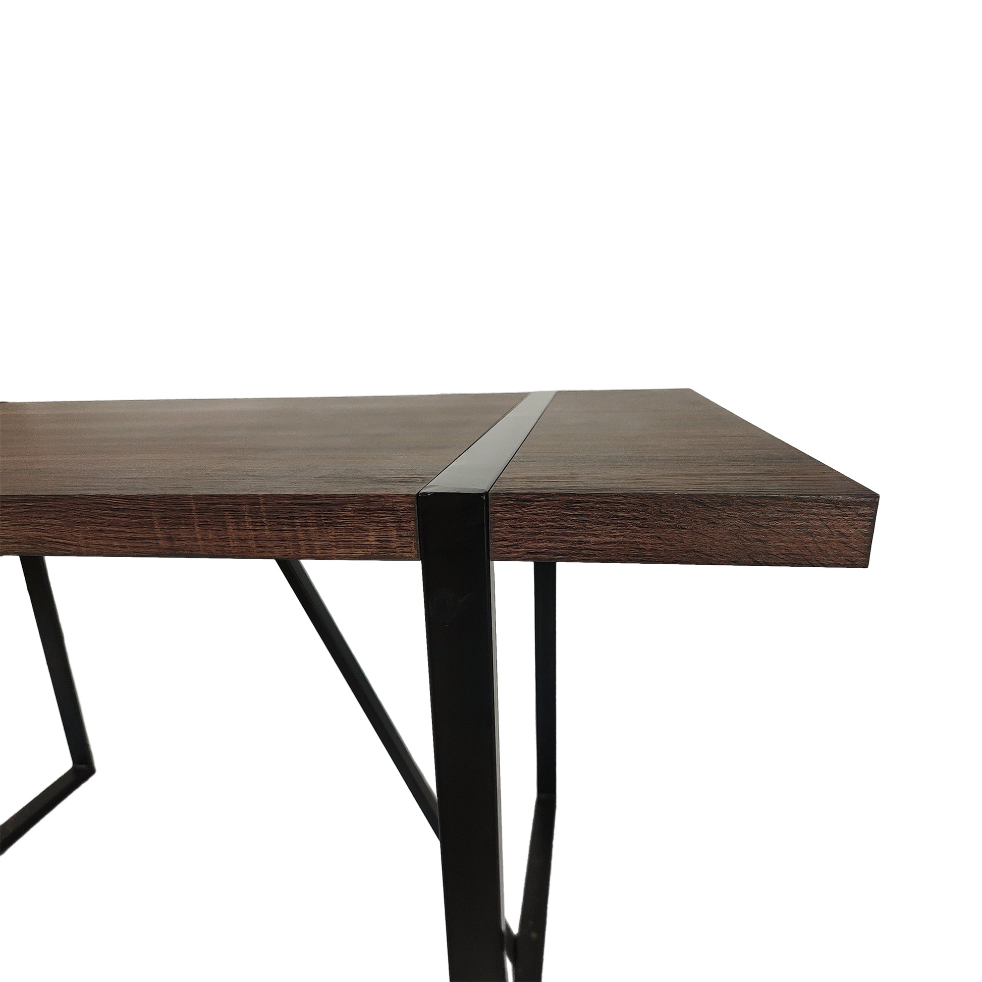 55"Rustic Industrial Rectangular Mdf Walnut Color Dining Table For 4 6 Person, With 1.5" Thick Engineered Wood Tabletop And Black Metal Legs, For Writing Deskkitchen Terrace Dining Living Room Walnut Kitchen Mdf