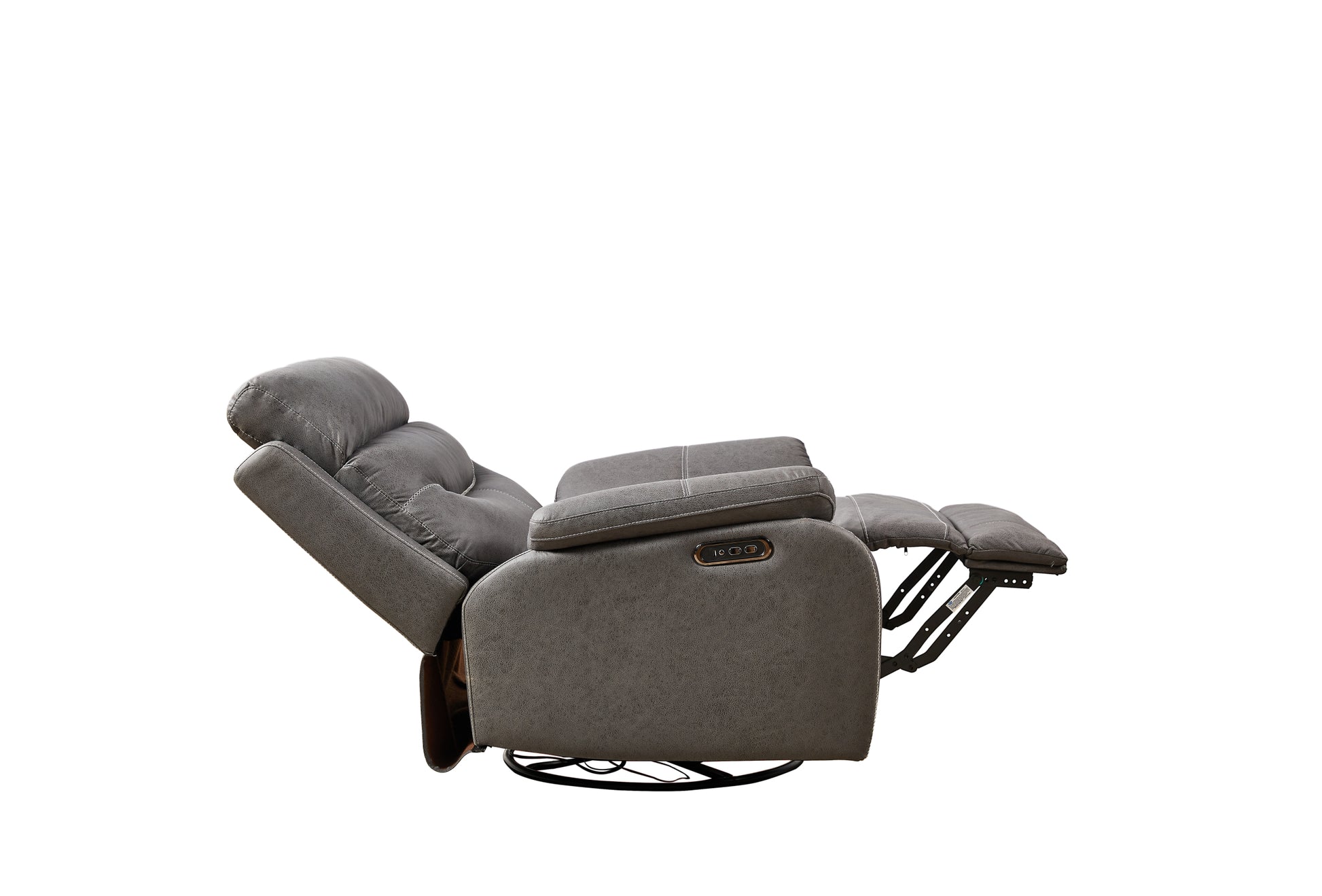 Liyasi Dual Okin Motor Rocking And 240 Degree Swivel Single Sofa Seat Recliner Chair Infinite Position ,Head Rest With Power Function Gray Polyester Metal Power Remote Primary Living Space Soft Cushion Back American Design Beech Pillow Top Arms Foam