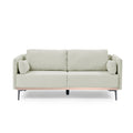 Modern Sofa 3 Seat Couch With Stainless Steel Trim And Metal Legs For Living Room, Linen Beige Beige Foam