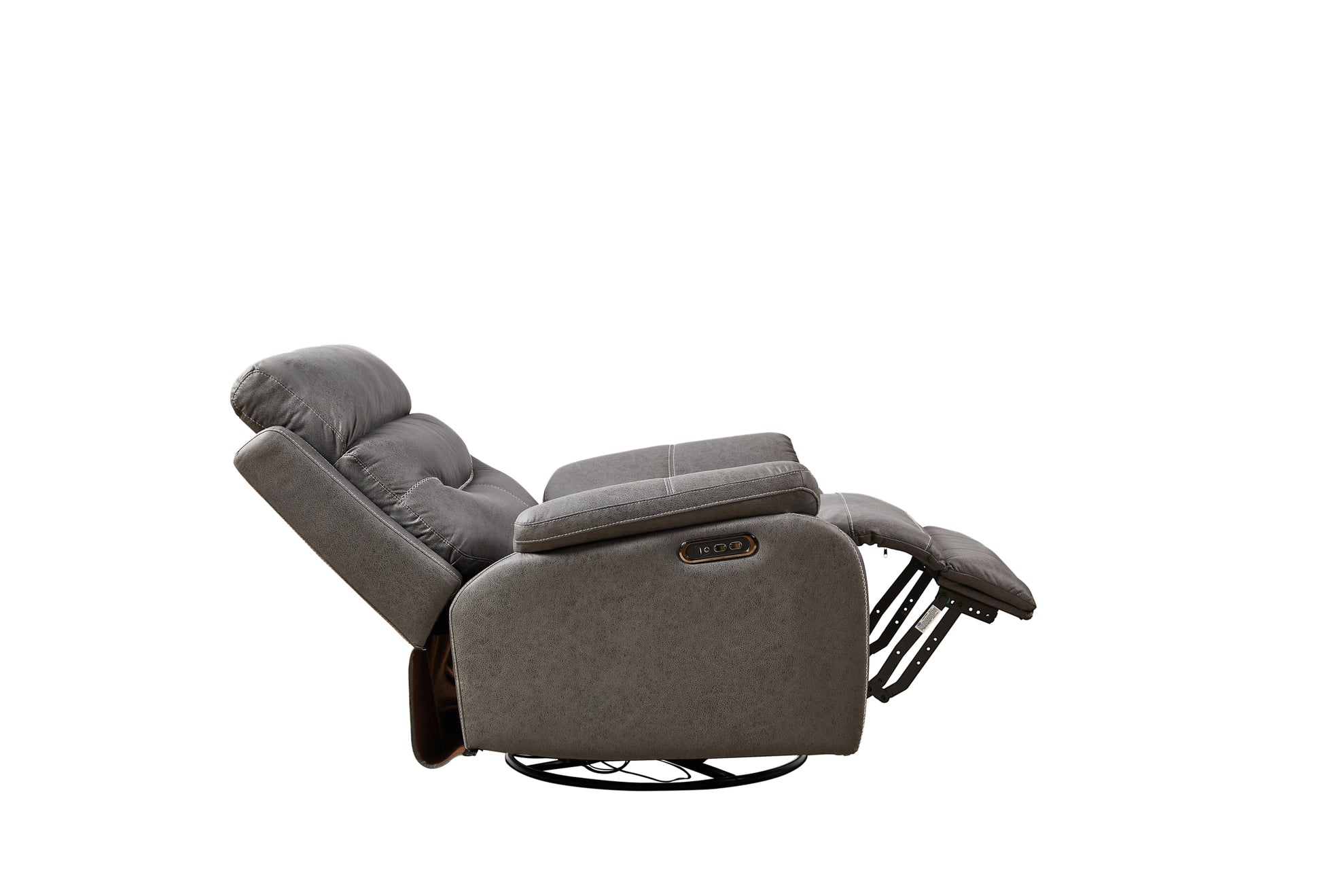 Liyasi Dual Okin Motor Rocking And 240 Degree Swivel Single Sofa Seat Recliner Chair Infinite Position ,Head Rest With Power Function Gray Polyester Metal Power Remote Primary Living Space Soft Cushion Back American Design Beech Pillow Top Arms Foam