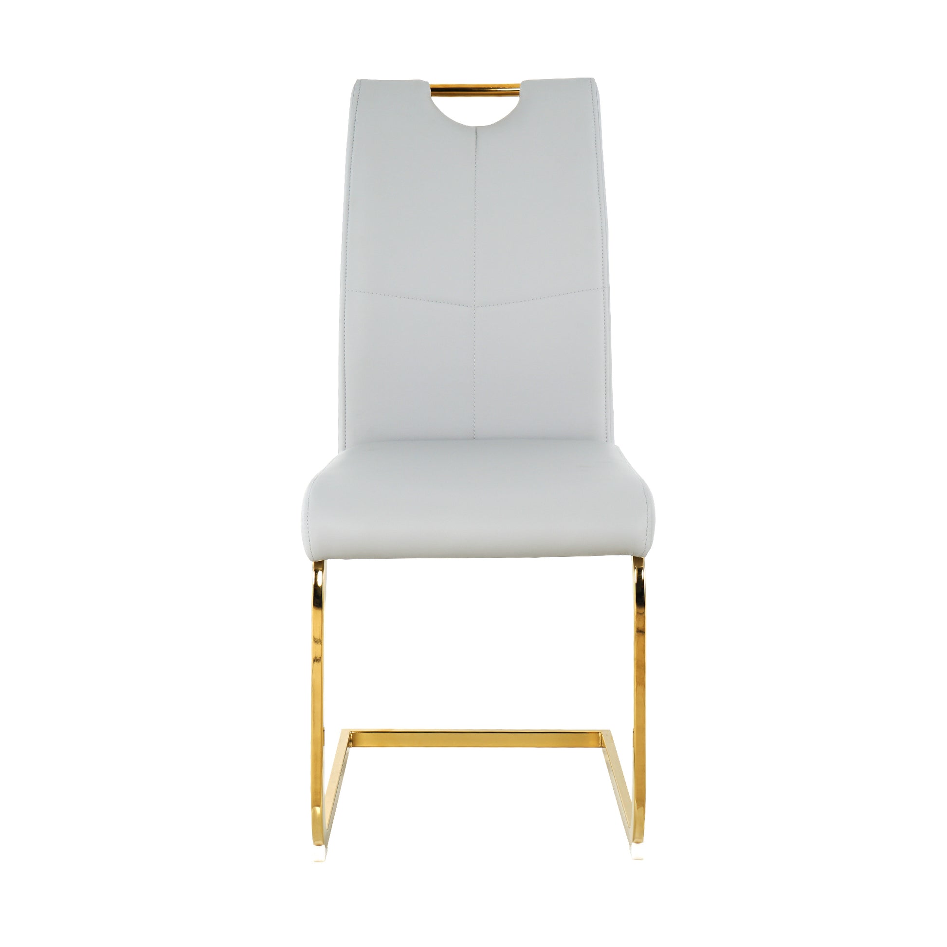 Modern Style Glass Dining Table, Elegant Transparent Design, Solid Support Base, Grey Dining Chair Set, Gold Plated Chair Legs, Suitable For Restaurant Kitchen Use Set Of 9 Grey Glass