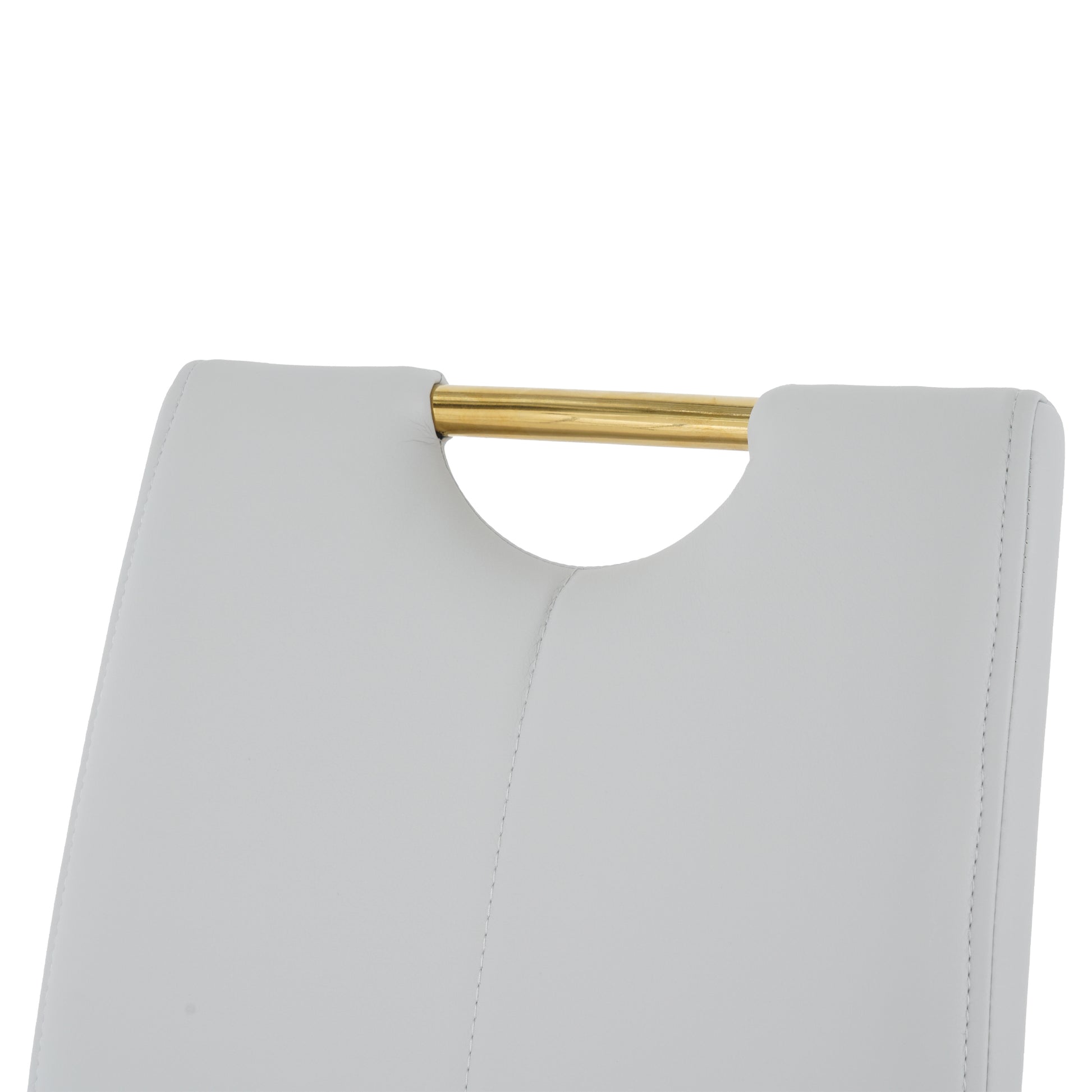 Modern Style Glass Dining Table, Elegant Transparent Design, Solid Support Base, Grey Dining Chair Set, Gold Plated Chair Legs, Suitable For Restaurant Kitchen Use Set Of 9 Grey Glass