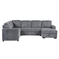 U Shaped Corduroy Combination Corner Sofa With Storage Lounge Chair, 6 Seater Oversized Sofa, With Usb Interfaces,Suitable For Living Room, Office, And Spacious Space Gray Polyester 6 Seat