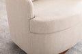 035 Linen Fabric Swivel Accent Chair With Soild Wood Round Brown Base Leg,Beige Beige Brown Primary Living Space Modern Eucalyptus Foam Linen